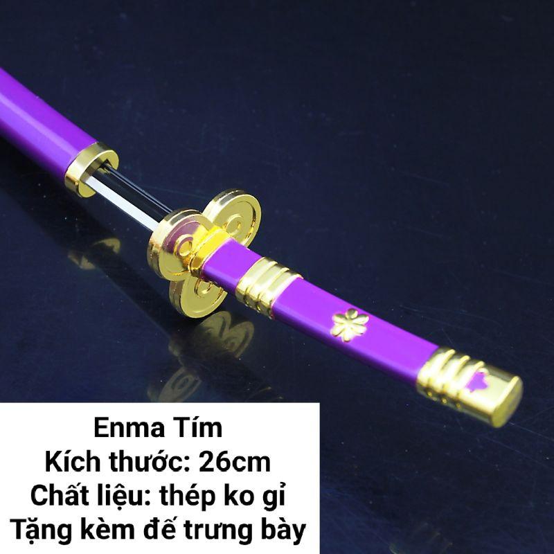 (26cm) Mô hình trưng bày Kiếm Zoro One Piece Bằng Hợp Kim Không Gỉ - Thanh Enma Tím