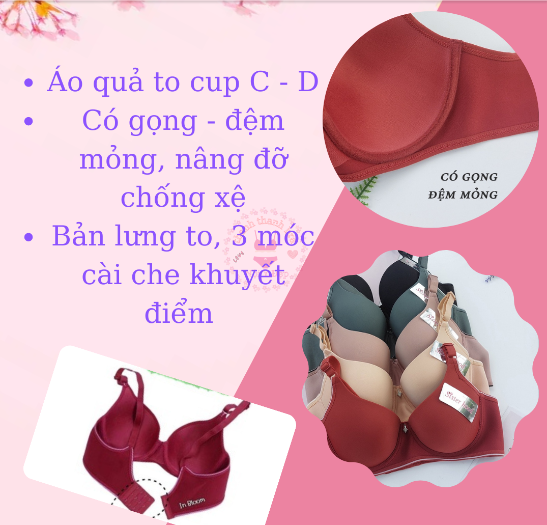 Áo lót, áo ngực Bigsize Thái Lan, mút mỏng, có gọng 2472 / 2530 Cup C-D dành cho người ngực to
