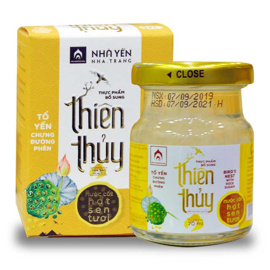 Nước Yến Sào Thiên Thủy - Vị Hạt Sen - Nhà Yến Nha Trang - Hộp 1 Lọ - Có Đường - Tổ Yến Chưng Sẵn - Nước Yến Chưng Sẵn - Hàng Chính Hãng