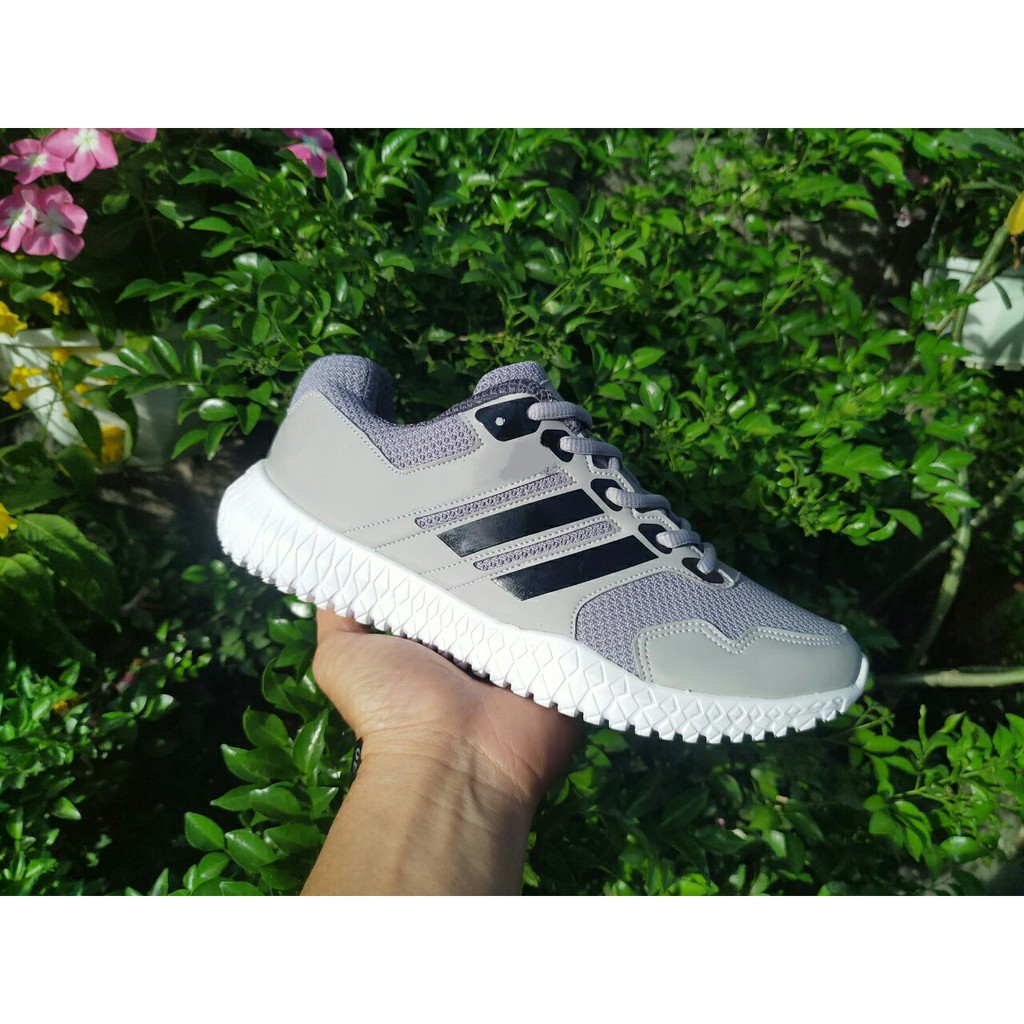 Giày thể thao nam và nữ xám sọc đen, giày nhẹ êm, có đủ size từ 35-44