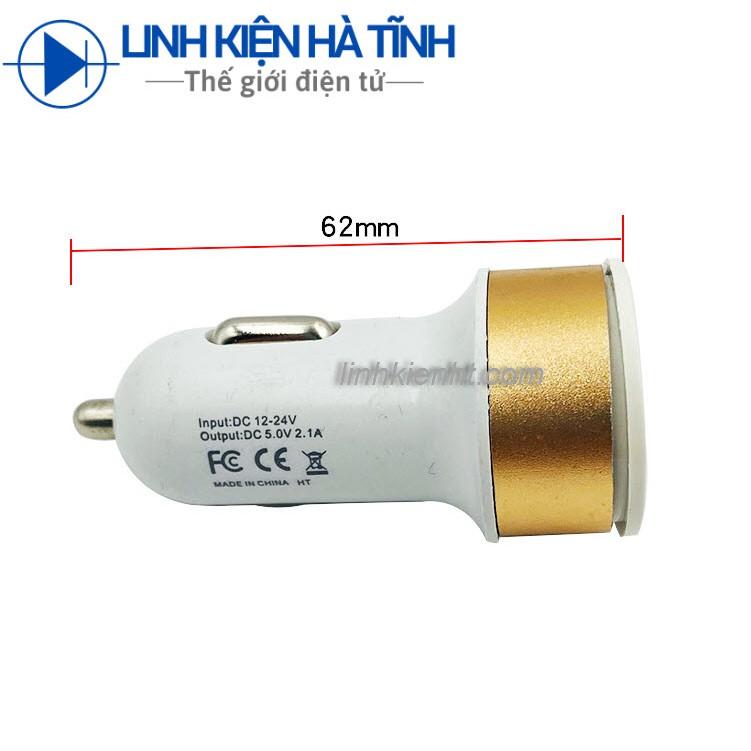 Tẩu ô tô, cóc sạc nhanh điện thoại trên xe hơi 2 cổng USB 5V-2.1A