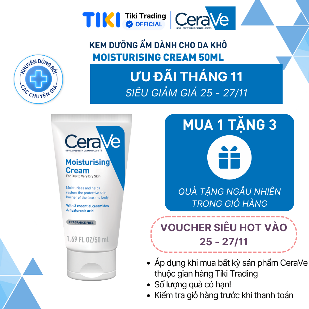 Kem dưỡng ẩm dành cho da khô CeraVe Moisturising Cream 50ml