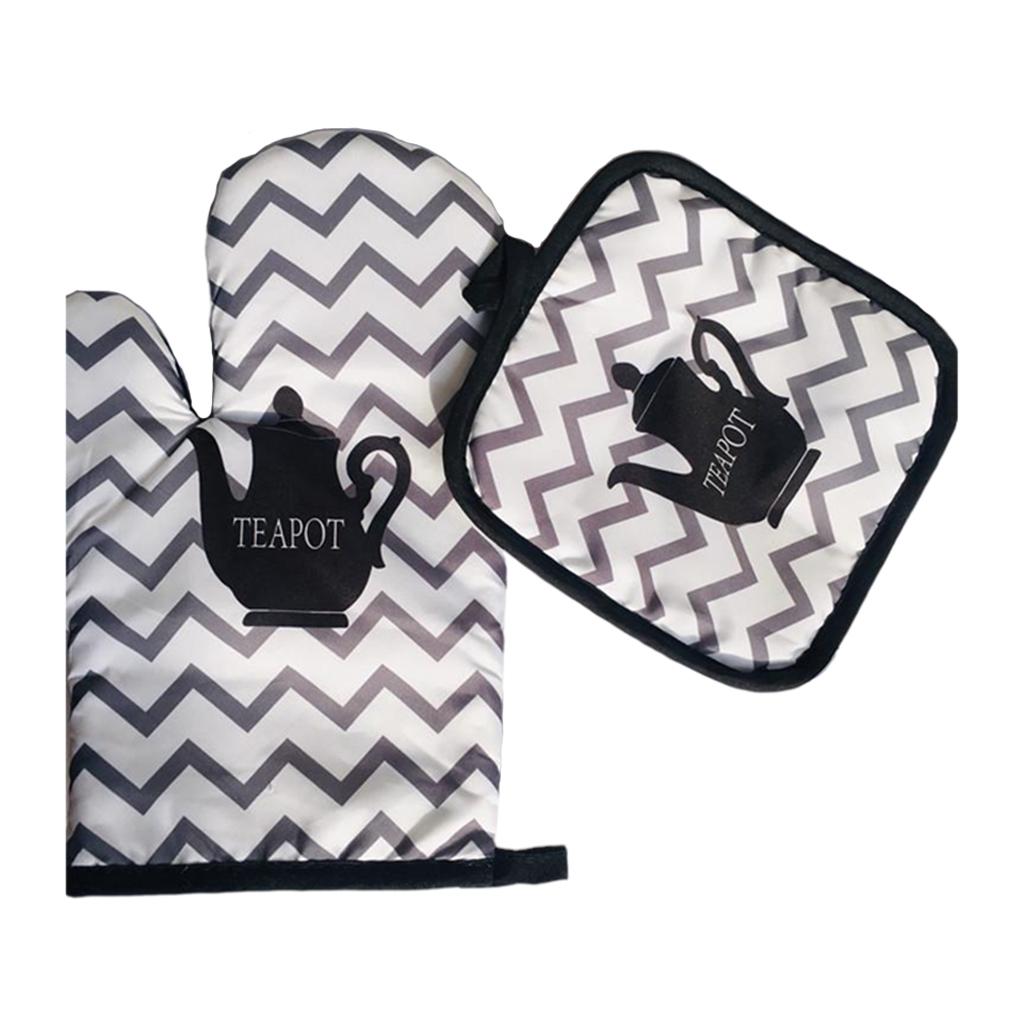 2pcs Oven Cotton Gloves Pot Holder Cooking Heat Resistant Mitt Bowl