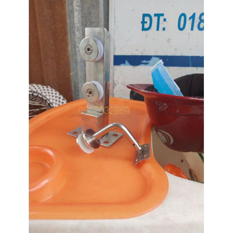 Trụ lan can cầu thang kính combo trên dưới