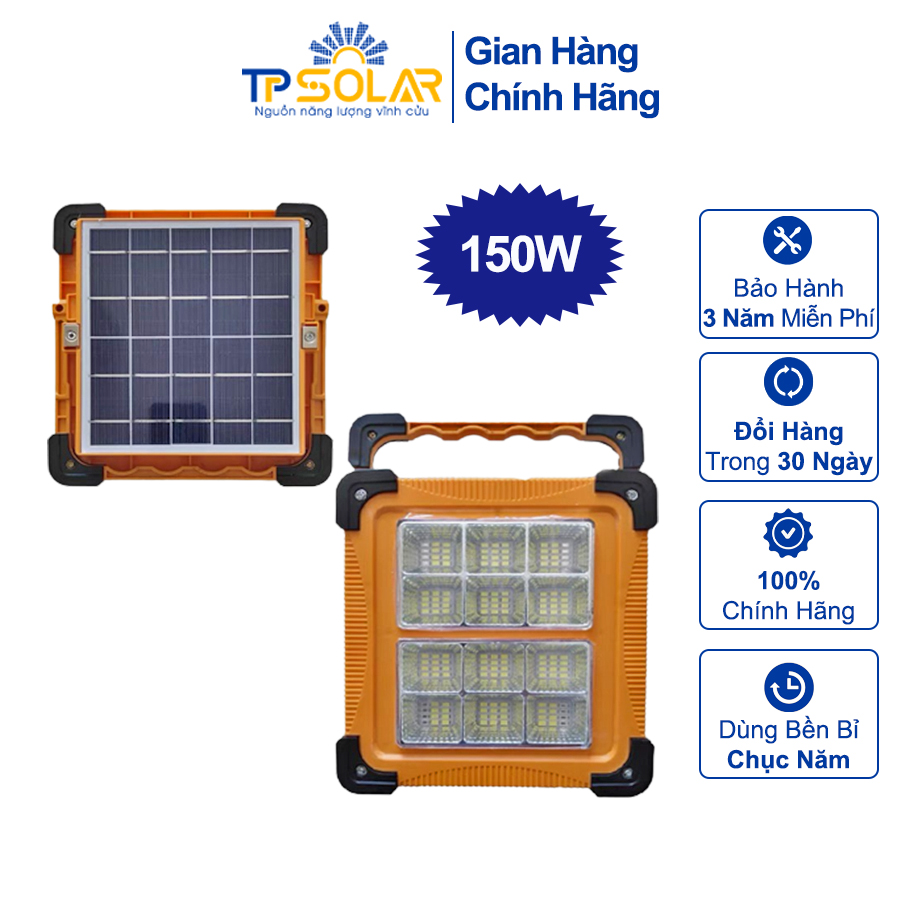 Đèn Pin Đa Năng Cầm Tay Năng Lượng Mặt Trời TP Solar TP-X150 Công Suất 150W 4 Chế Độ Sáng, Chống Nước IP65