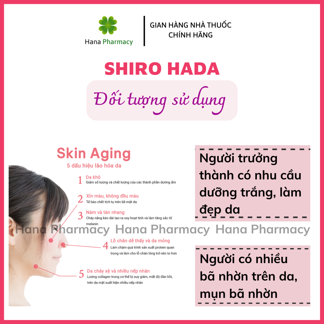 SHIRO HADA viên uống TRẮNG SÁNG bật tone, NGỪA MỤN, giúp da hồng hào, mịn màng