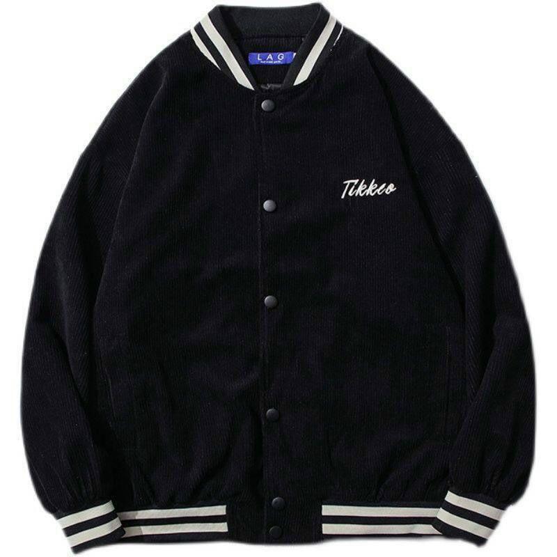 Áo khoác bomber Áo Khoác Nhung Thêu Chữ Phôm Rộng Unisex Nam Nữ