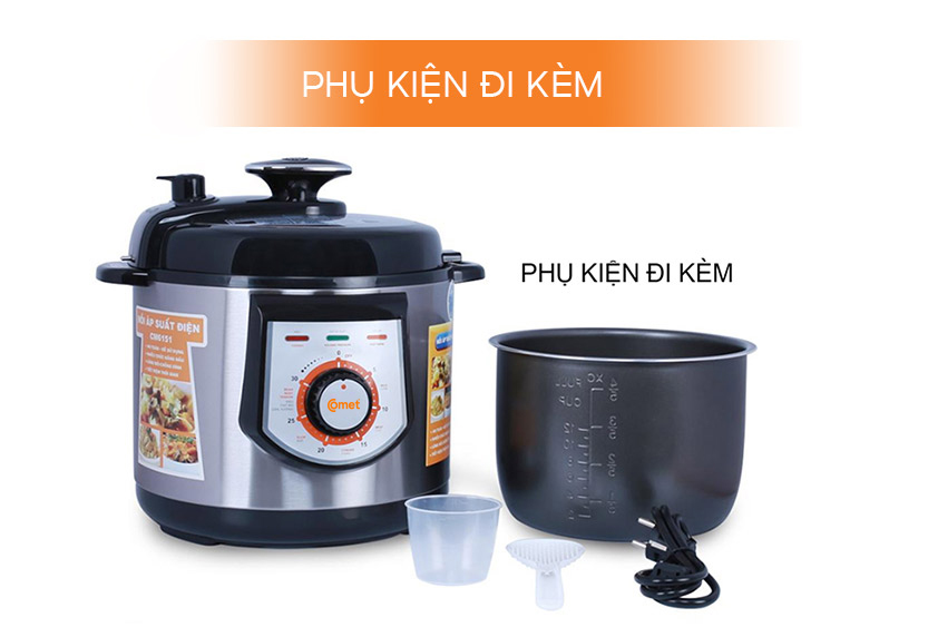 Nồi áp suất điện Comet CM6151 dung tích 6 lít – đa chức năng, chống dính, an toàn, hàng chính hãng