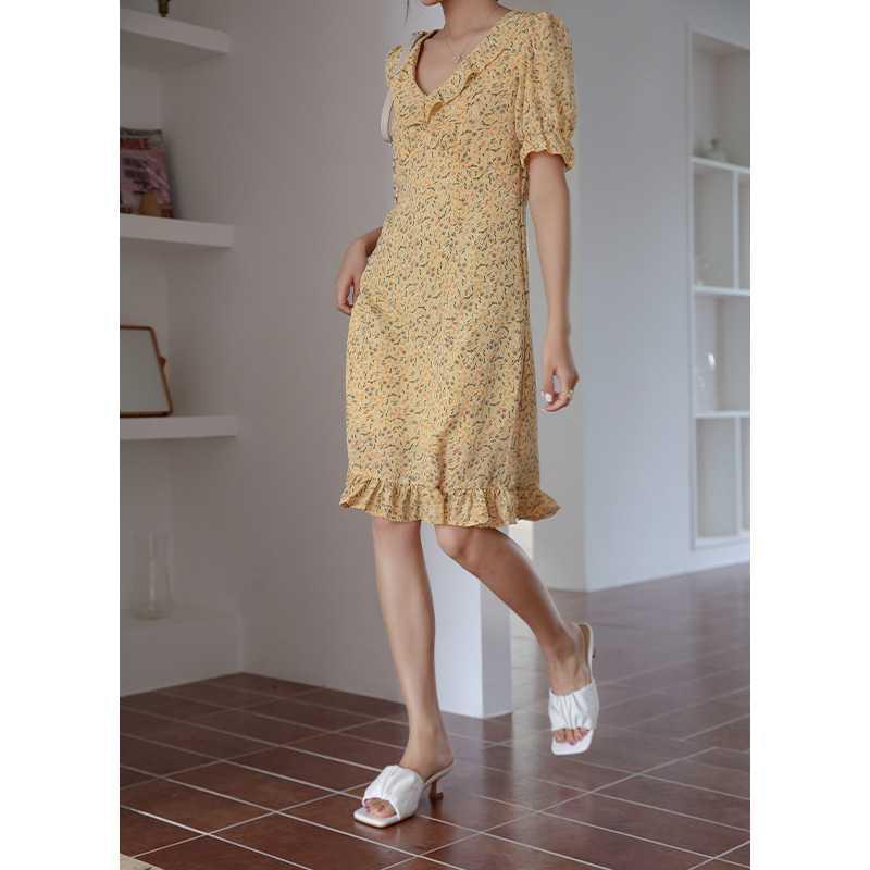 Đầm Hoa Nhí Cổ Tim Vintage SP028580 - SP028583 (hình thật