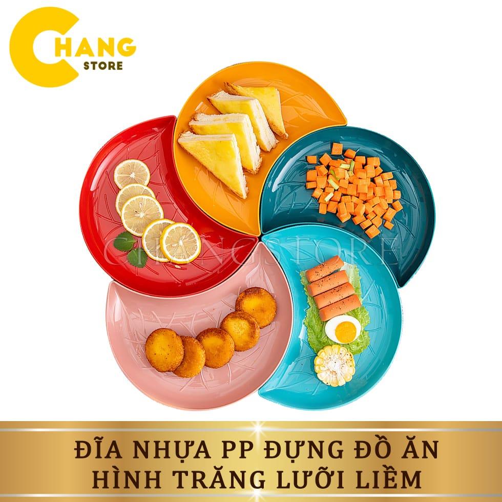 Bộ Khay Đựng Bánh Kẹo, Mứt Tết Hoa Qủa Hình Cánh Hoa, Set 5 Đĩa Nhựa Bán Nguyệt Decor