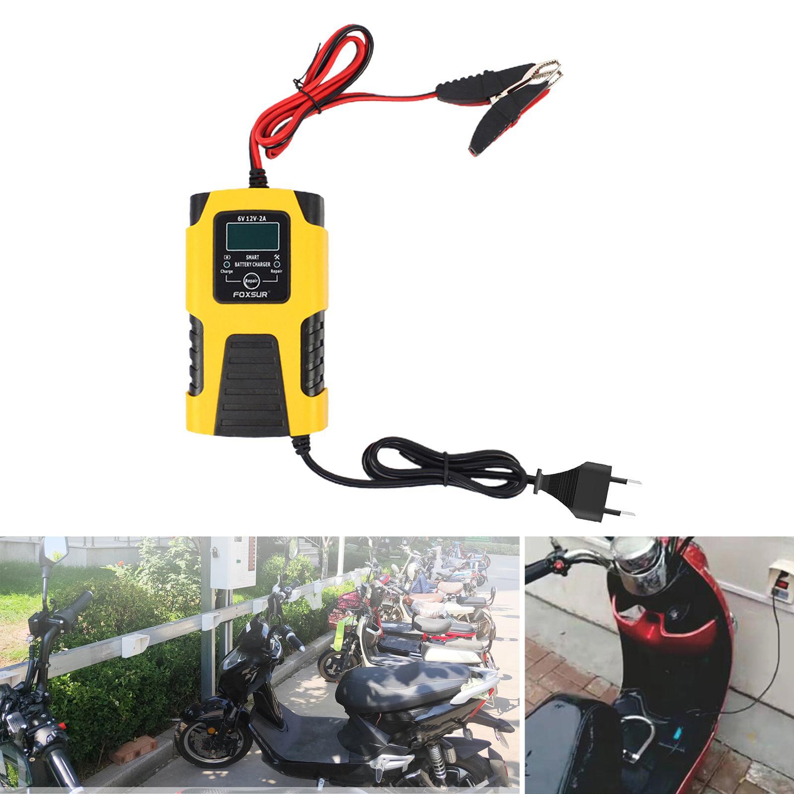 Battery Charger 6V 12V Trickle Charger LCD Display for Motorbike Euplug