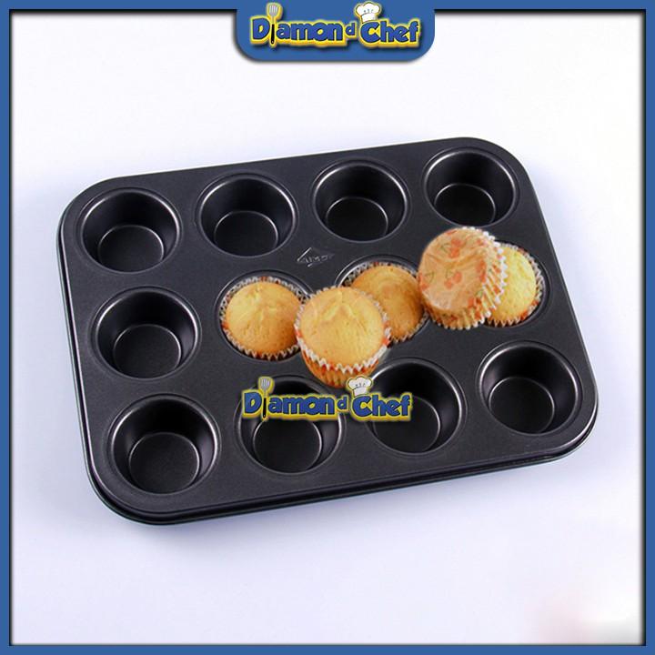 Khuôn Nướng Bánh Chống Dính Cupcake 12 ô mini