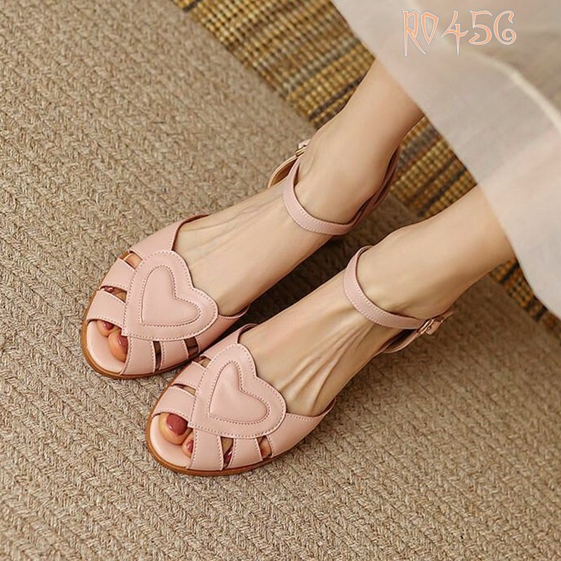 Sandal cao gót nữ hở mũi cao cấp ROSATA RO456 cao 5p - Hồng, Trắng - HÀNG VIỆT NAM - BKSTORE