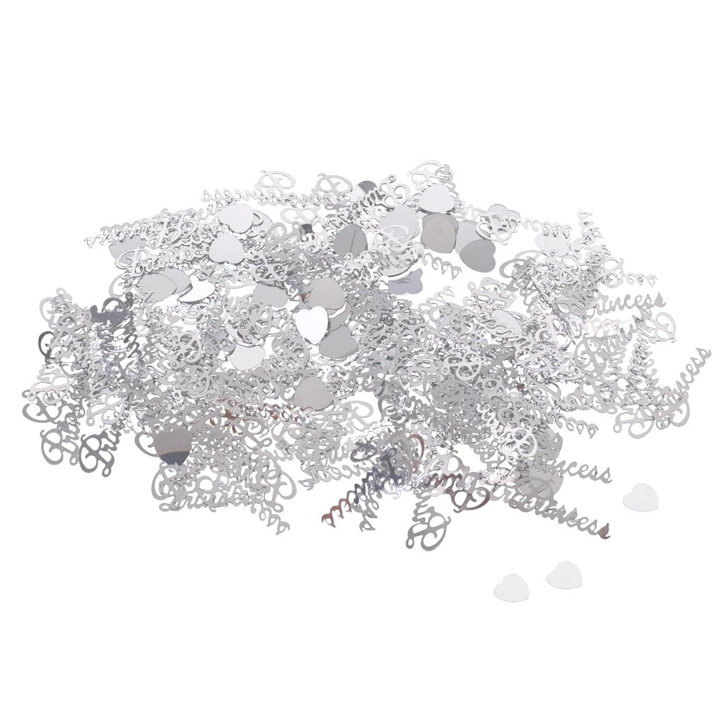 15g Glitter PRINCESS Heart Confetti Foil Girls Birthday Party Decor Gold