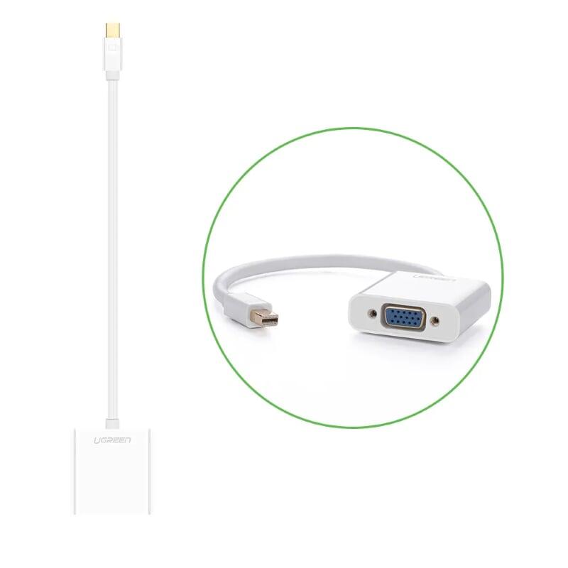Ugreen UG10458MD113TK Màu Trắng ABS Cáp chuyển đổi Mini DP sang VGA 1920x1080 60Ghz - HÀNG CHÍNH HÃNG