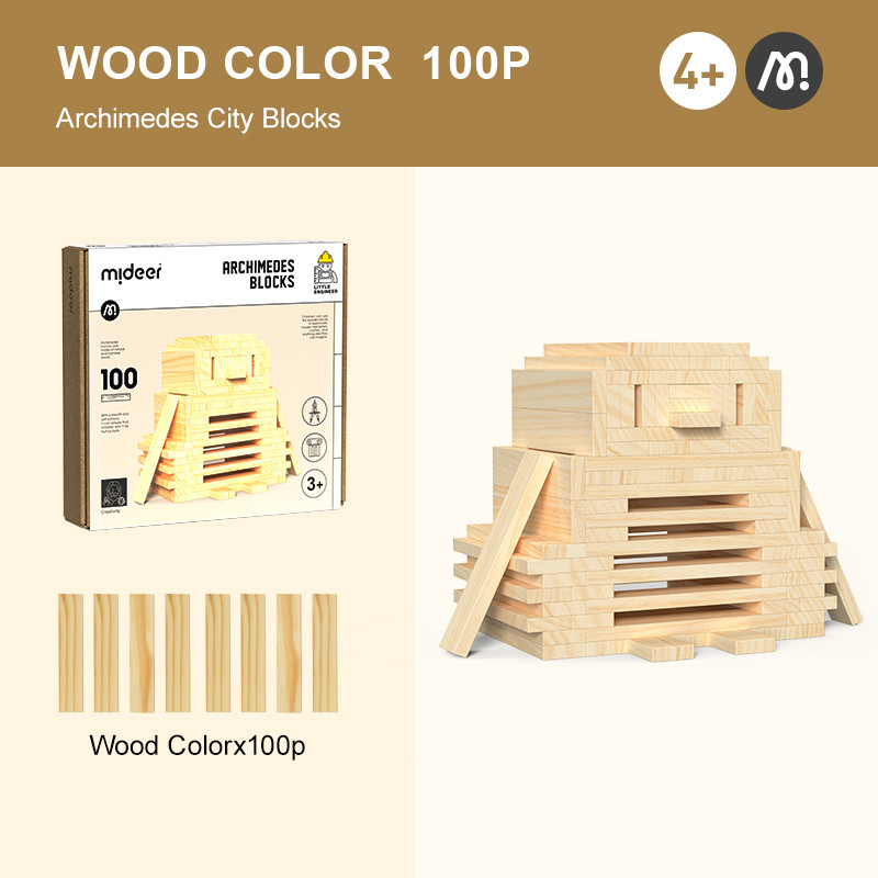 Đồ chơi xây dựng xếp hình gỗ sáng tạo Mideer Archimedes City Blocks 300 mảnh ghép