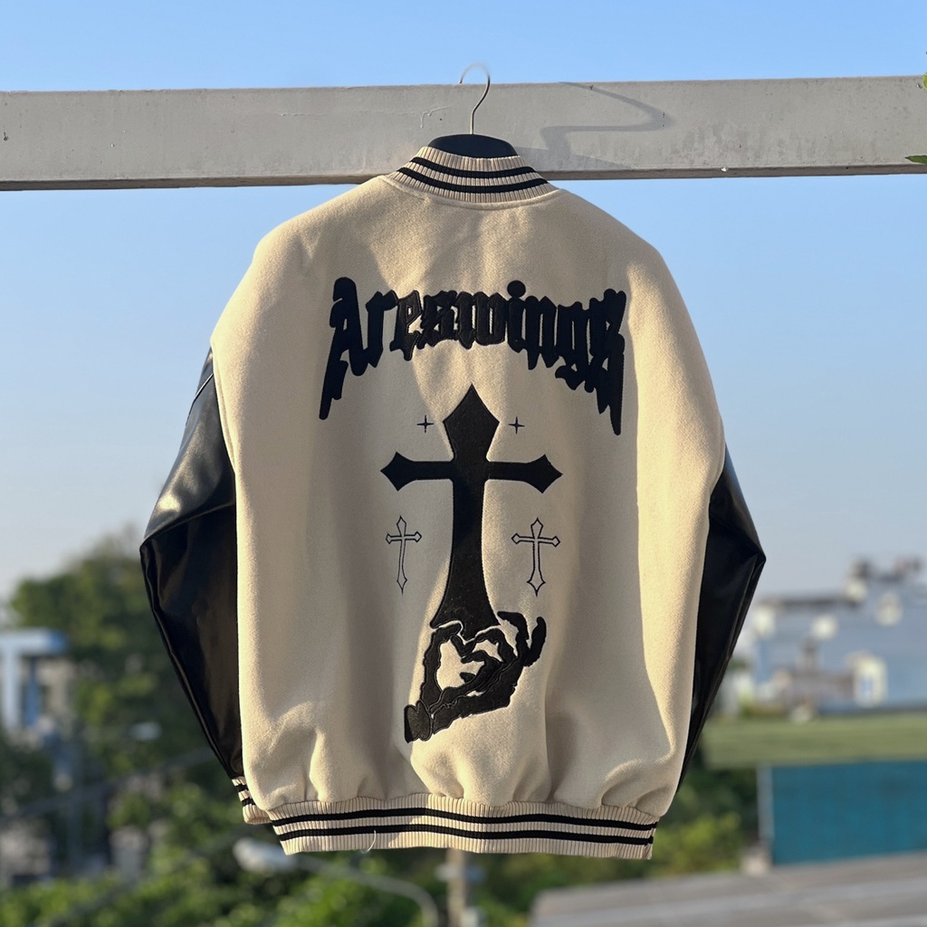 Áo khoác Bomber tay da , varsity jacket nam nữ chất dạ 2 lớp , áo khoác bóng chày local brand unisex