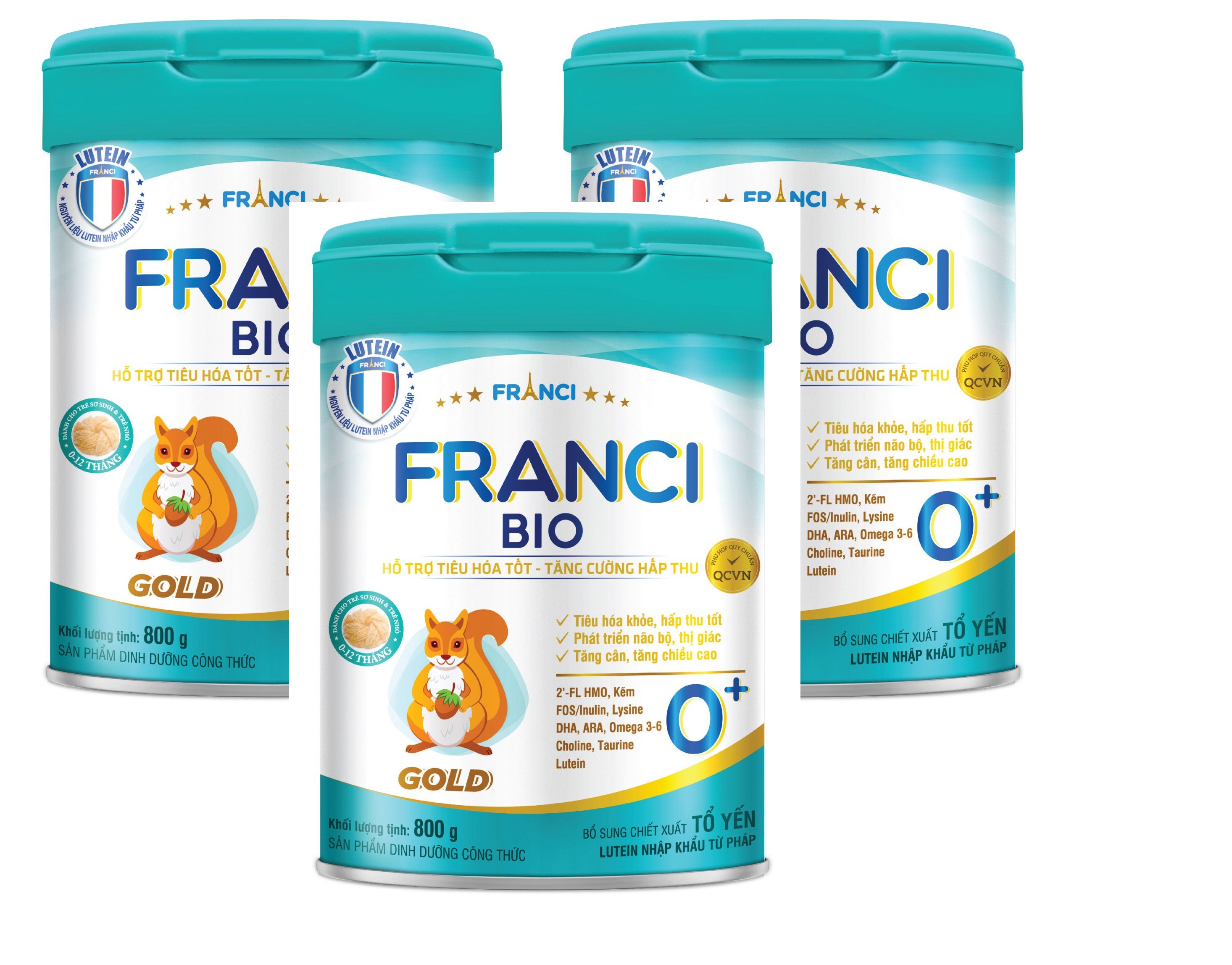 Combo 3 lon Sữa công thức FRANCI BIO GOLD 0+ lon 800g – Hỗ trợ tiêu hóa – Tăng cường hấp thu
