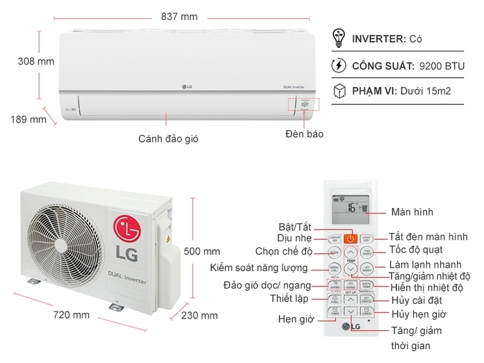 Máy lạnh LG Dualcool Inverter 1HP - V10API1 - Hàng chính hãng