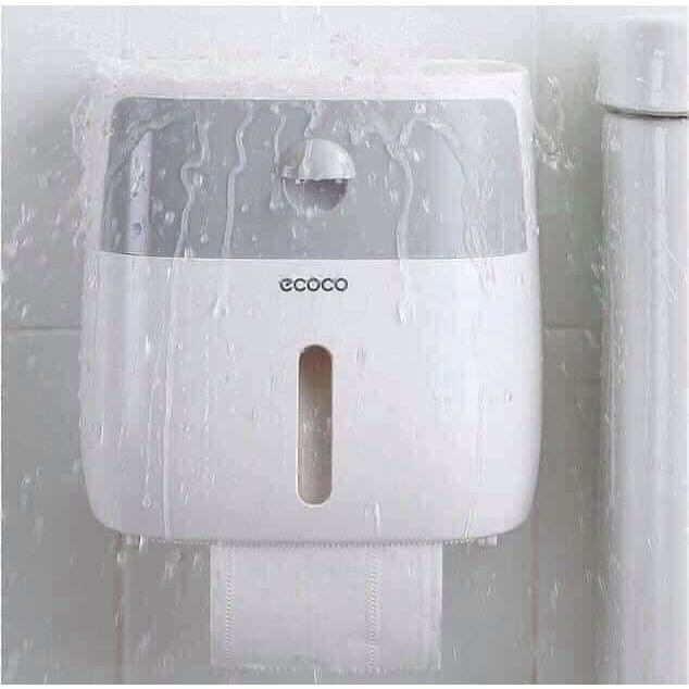 Hộp đựng giấy vệ sinh Ecoco Dành Cho Nhà Tắm, Độ Chống Nước Cao 2 Ngăn Tiện Lợi, Kèm Miếng Dán