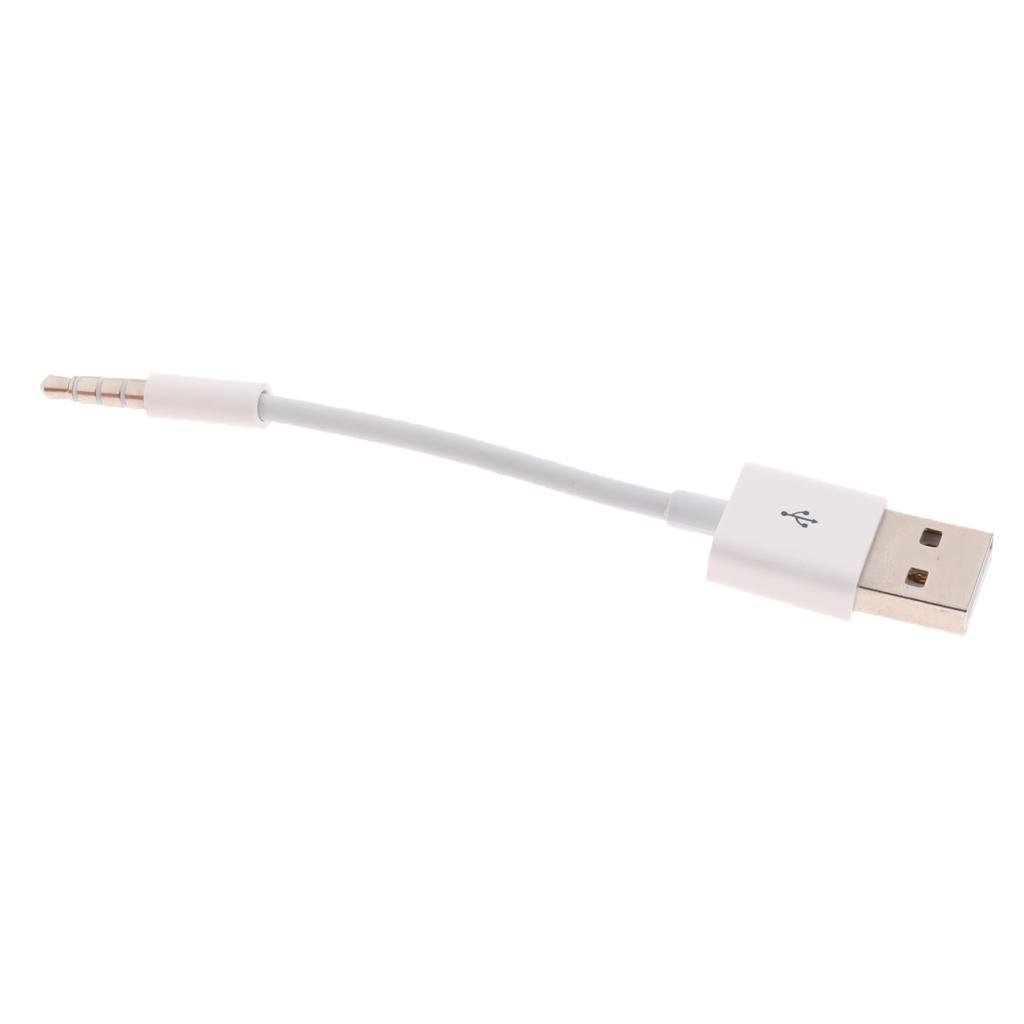 White AUX Audio to USB 2.0 Male Adapter Cable 3.5MM Charging Cable Cord for iPod