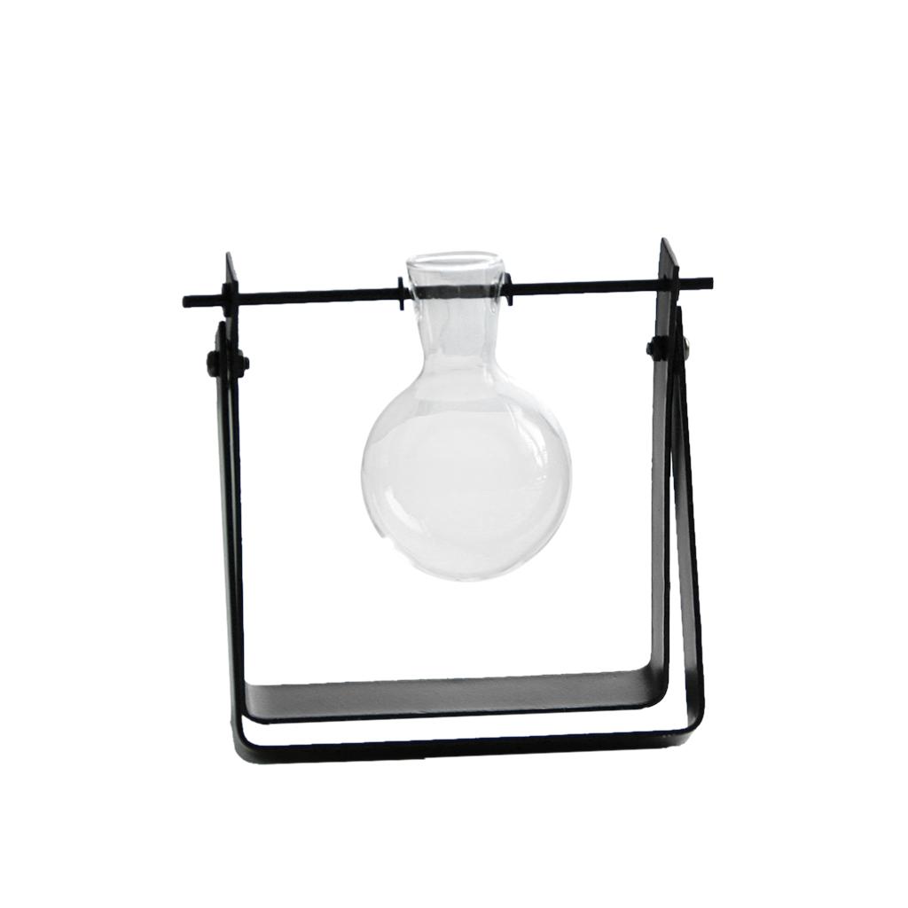 Ball Shape Glass Flower vase Hydroponic Bottle Terrarium With Iron Stand