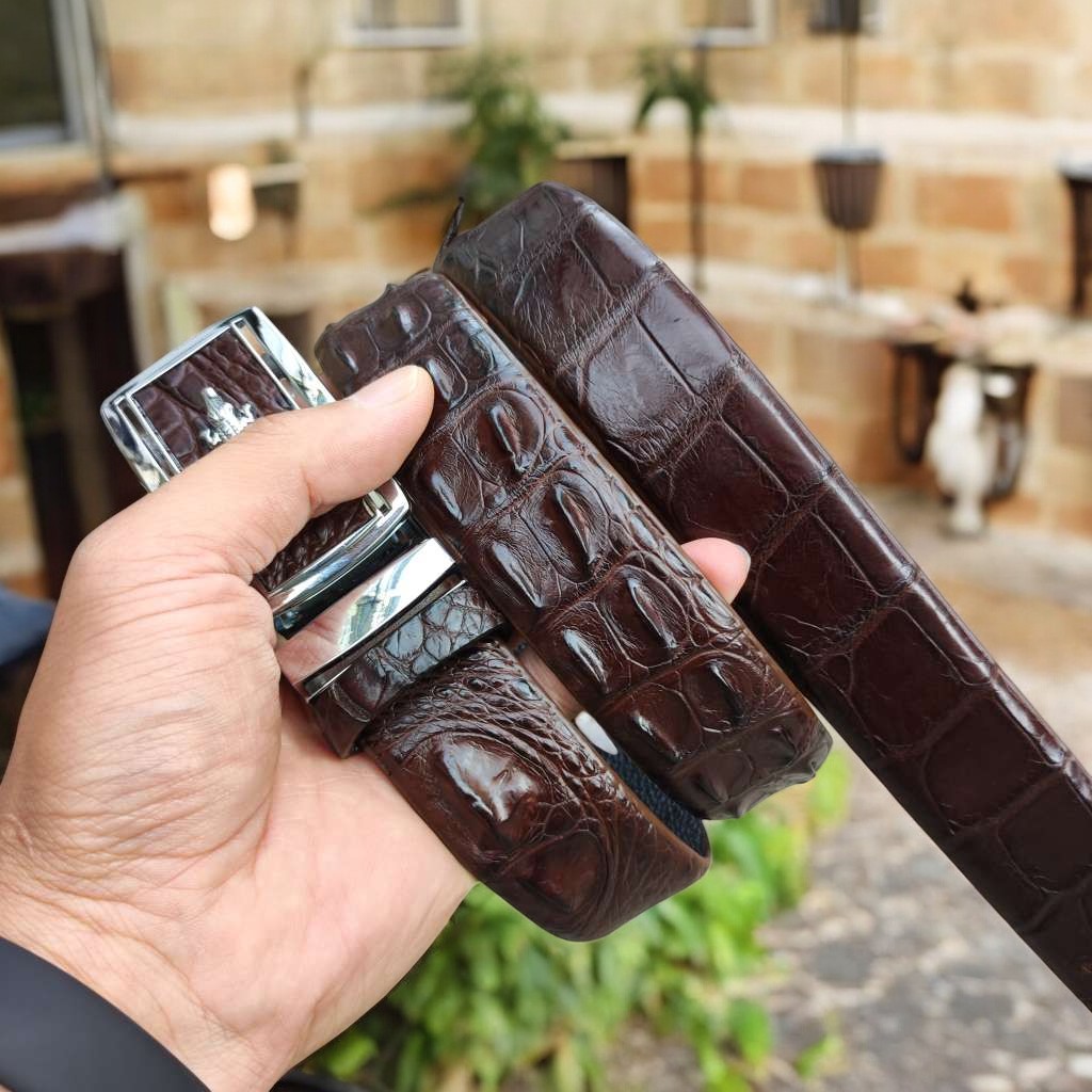 Dây nịt nam gai lưng cá sấu LIỀN NGUYÊN CON N24N1 (Mặt trắng)