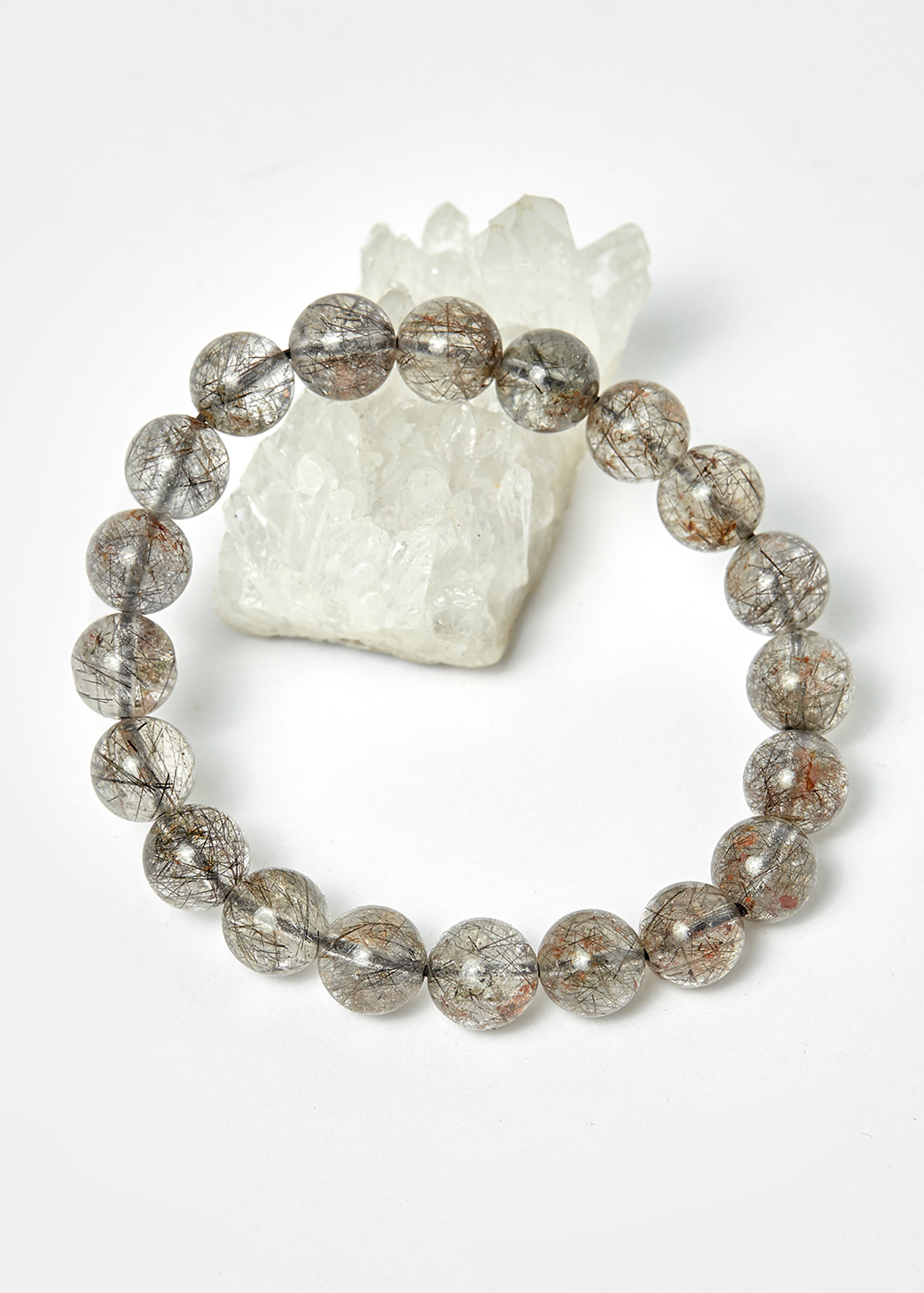 Vòng thạch anh ưu linh tóc đen hạt 9mm, đk 52mm mệnh thủy, mộc - Ngọc Quý Gemstones