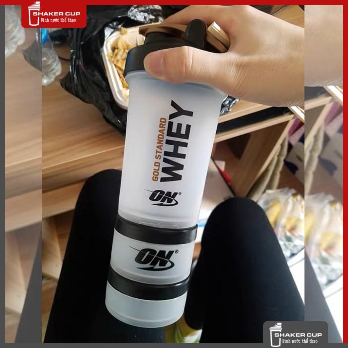 Bình lắc tập gym thể thao Shake bottle ON Gold Standard 3 ngăn