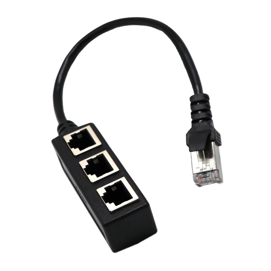 Coaxial F Connector Ethernet Wall Plate+RJ45 1 to 3 Network Splitter