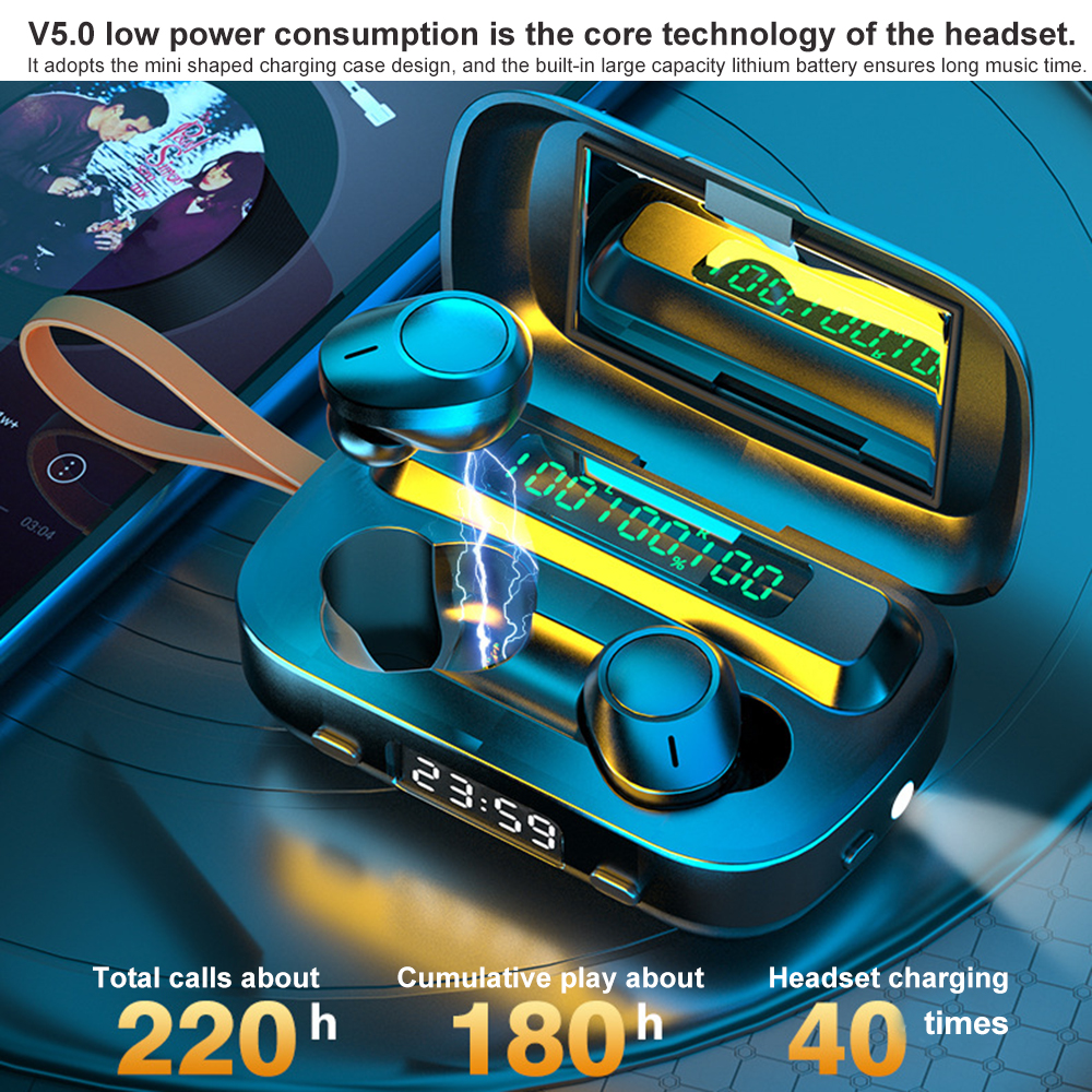 Tai Nghe Thể Thao Không Dây Bluetooth 5.1 TWS Có Mic 2000mah Điều Khiển Cảm Ứng Cho Điện Thoại