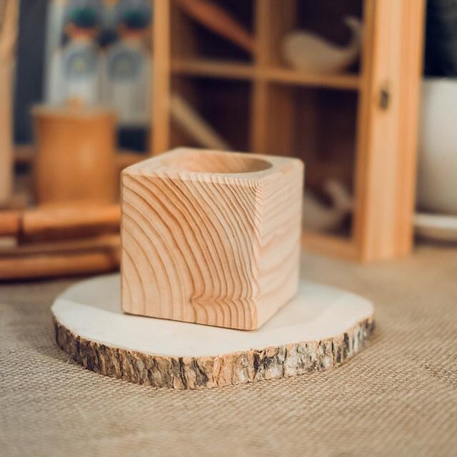 Chậu gỗ nguyên khối mini - Trồng sen đá 7x7x7cm