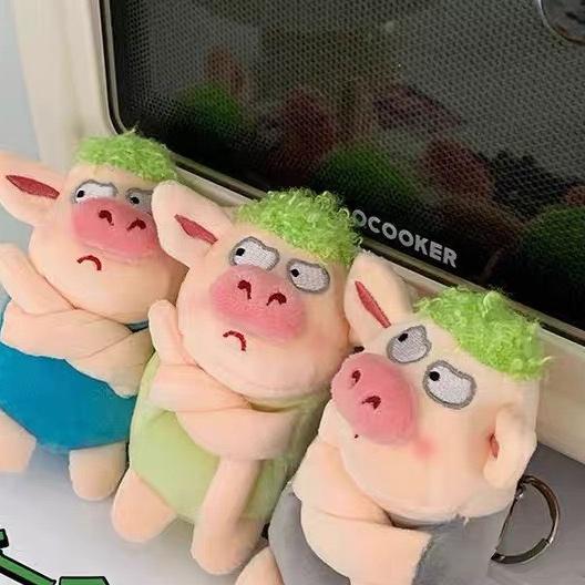 Móc khóa hình chú heo giận dữ nhồi bông dễ thương móc khóa cặp túi xách 10cm