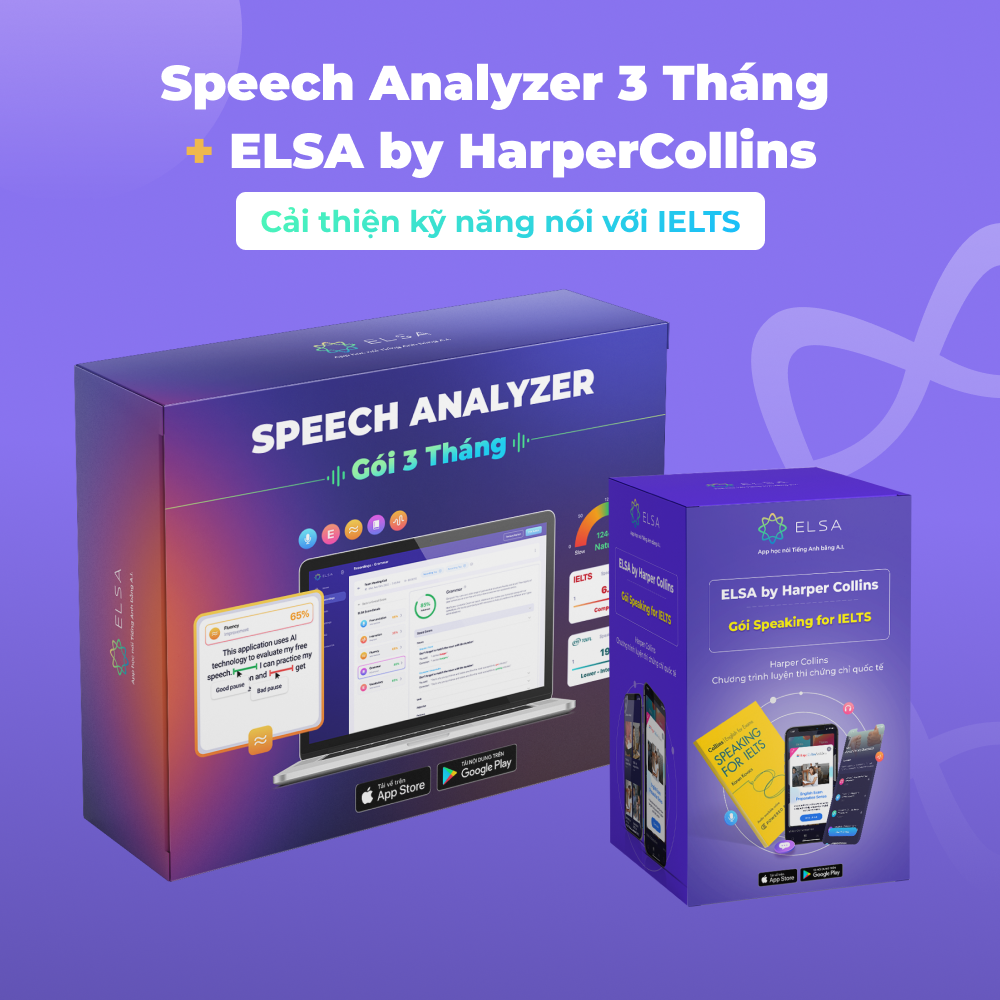 Hình ảnh Combo Speech Analyzer 3 tháng & Khóa luyện thi chứng chỉ quốc tế ELSA by HarperCollins-Cải thiện kỹ năng nói với IELTS