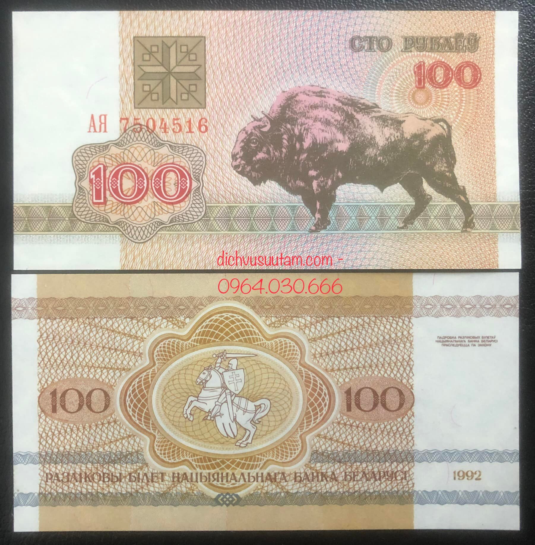 Tiền châu Âu sưu tầm 100 rubles con Bò tót Belarus