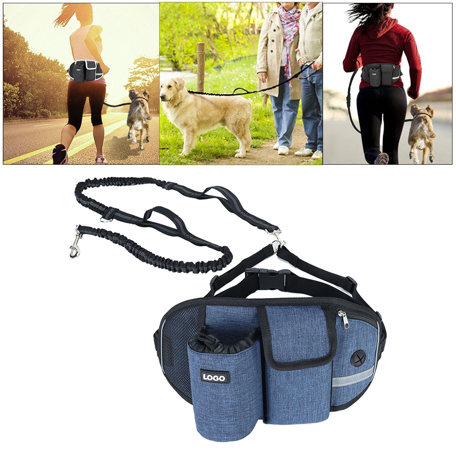 Hands Leash Running Waist Belt Pet Walking Elastic Leashes+Bag