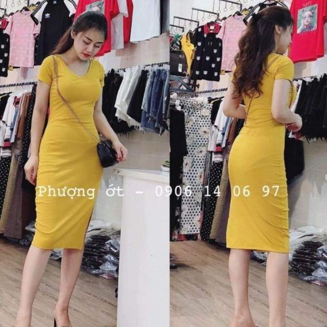 ĐẦM BODY XẺ HÔNG CHẤT THUN ĐẸP_ĐẦM ÔM BODY SIÊU ĐẸP