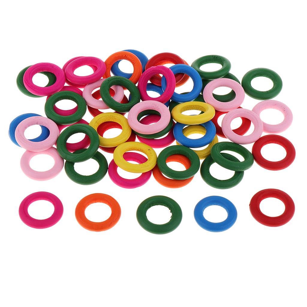 Dyed Mixed Color Wood Ring Pendant Connector Jewelry Making