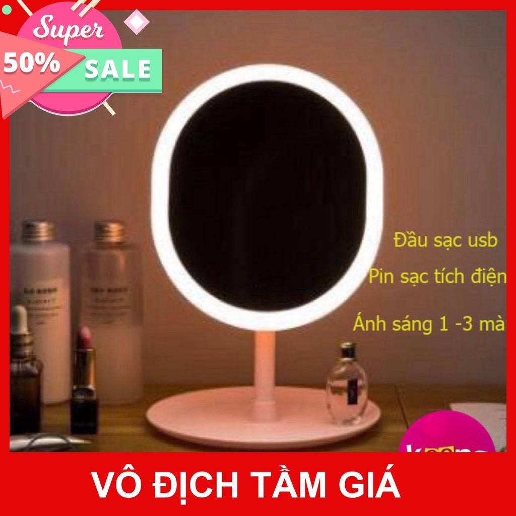 Gương soi trang điểm để bàn có đèn LED siêu đẹp tặng kèm dây sạc