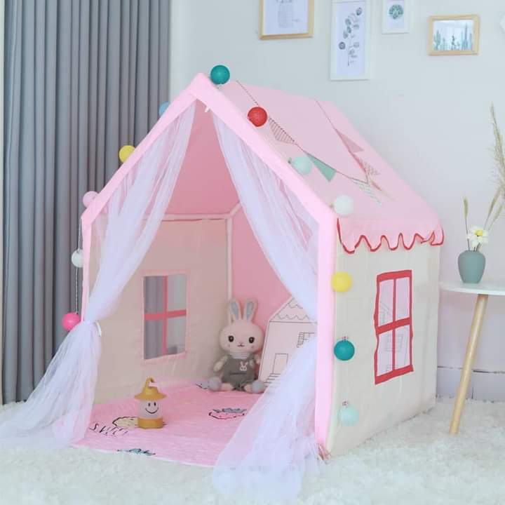 Lều công chúa hoàng tử phong cách sáng tạo kết hợp hình ngôi nhà nhỏ cho bé thỏa sức vui chơi - tặng kèm đèn nháy