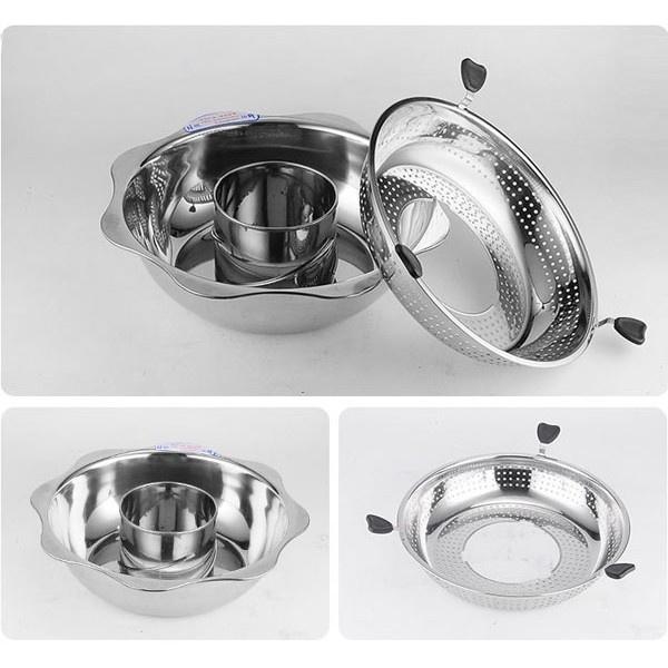 [KoSuyTu] Nồi Lẩu Xoay 2 Tầng/ 2 Ngăn Đa Năng Hàn Quốc - Dùng Được Bếp Từ &amp; Bếp Ga - KT 32cm Cho 6-8 Người Ăn