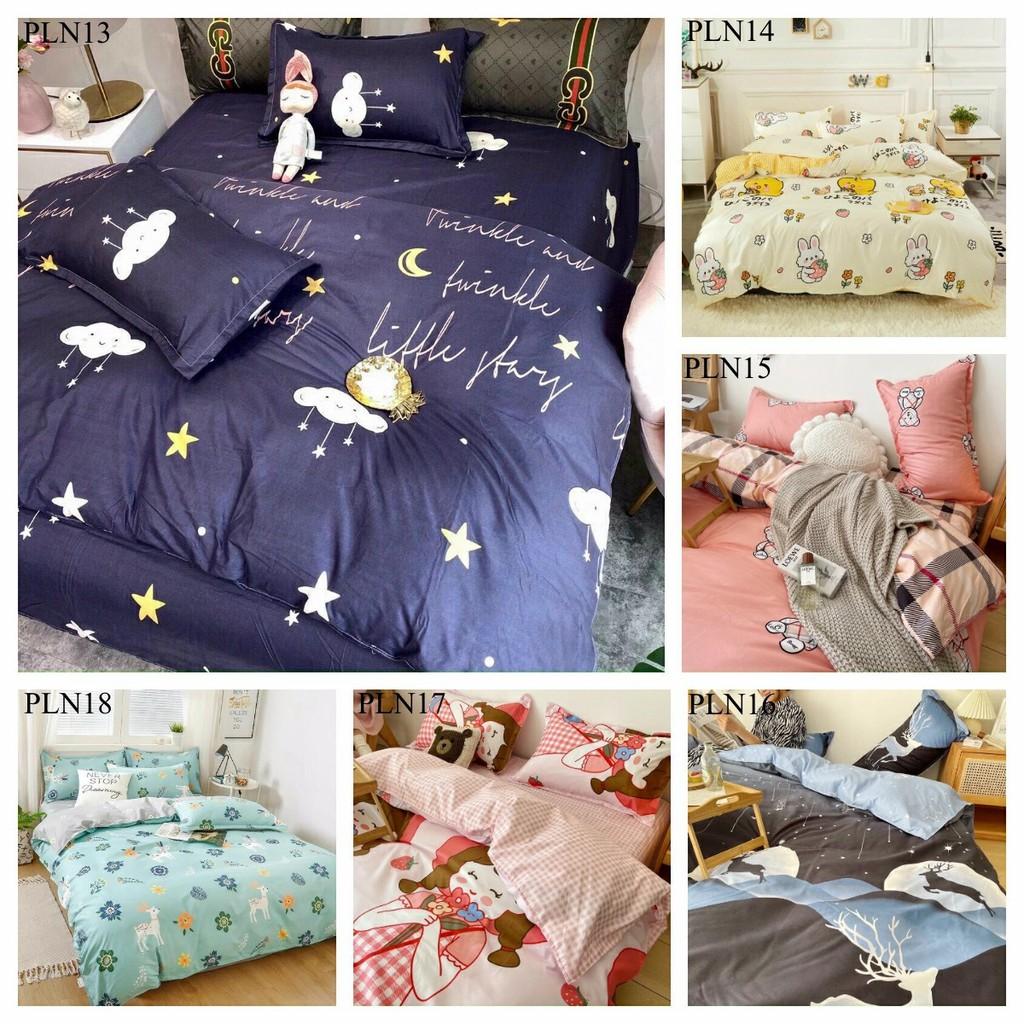 Trọn Bộ 4 Món Chăn Ga Gối Cotton Poly Nhập Mẫu GẤU TRÚC KẺ CARO đủ kích thước