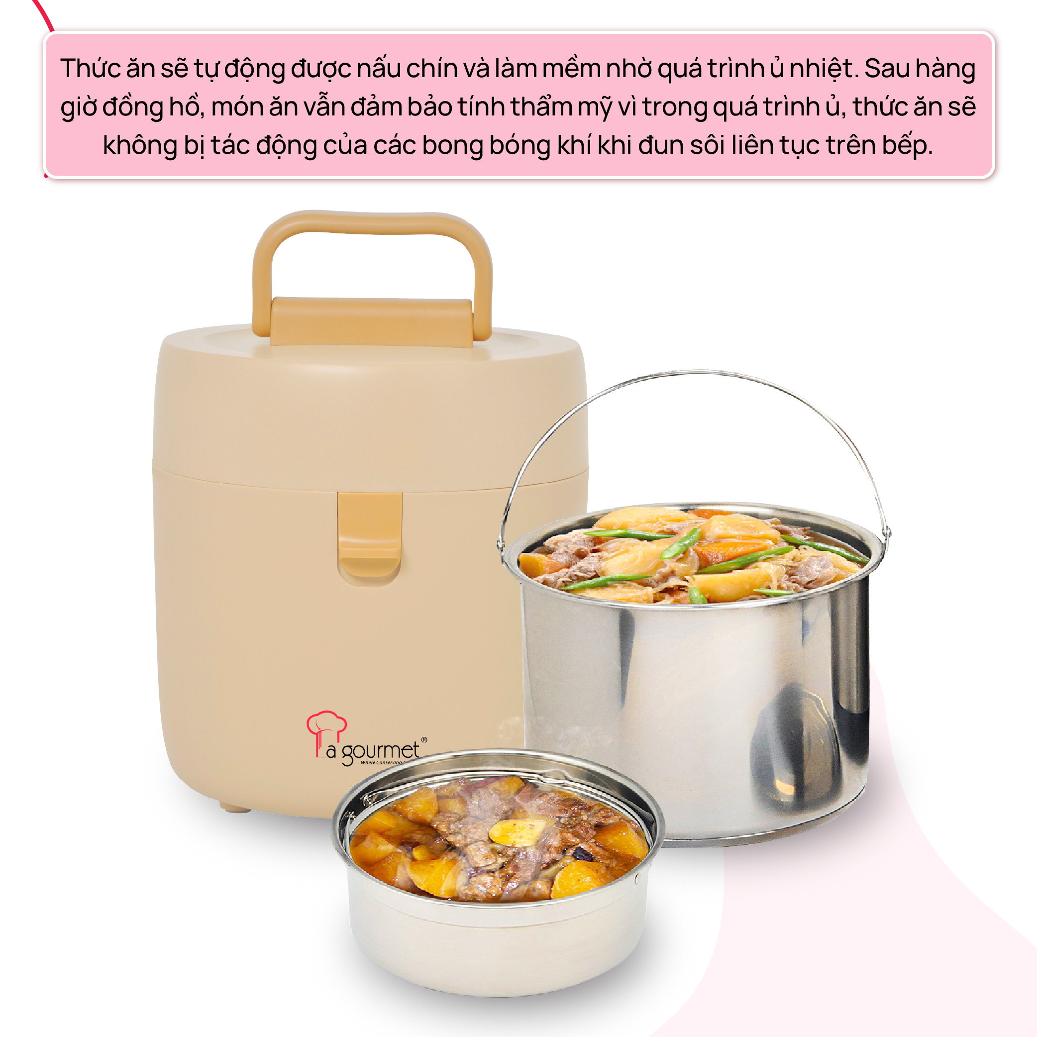 Nồi ủ chân không - nấu chậm cao cấp La gourmet 2.5L màu cam - 397621 (bảo hành 1 năm)