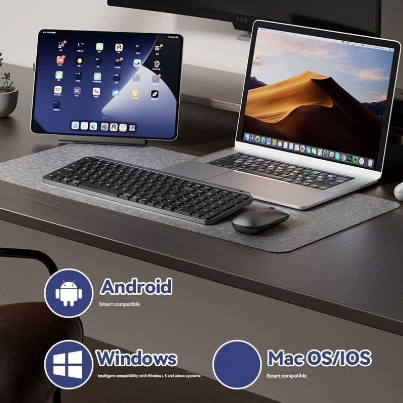 Bàn phím chuột không dây mini X107 - pin sạc - đa kết nối bluetooth 5.0 + Usb wireless 2.4G chống ồn cho pc laptop hàng nhập khẩu