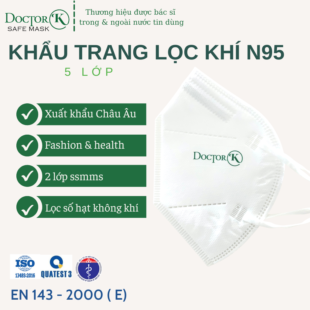 Khẩu trang KN95 Doctor K - 5 lớp vải kháng khuẩn - lớp vải dày dặn