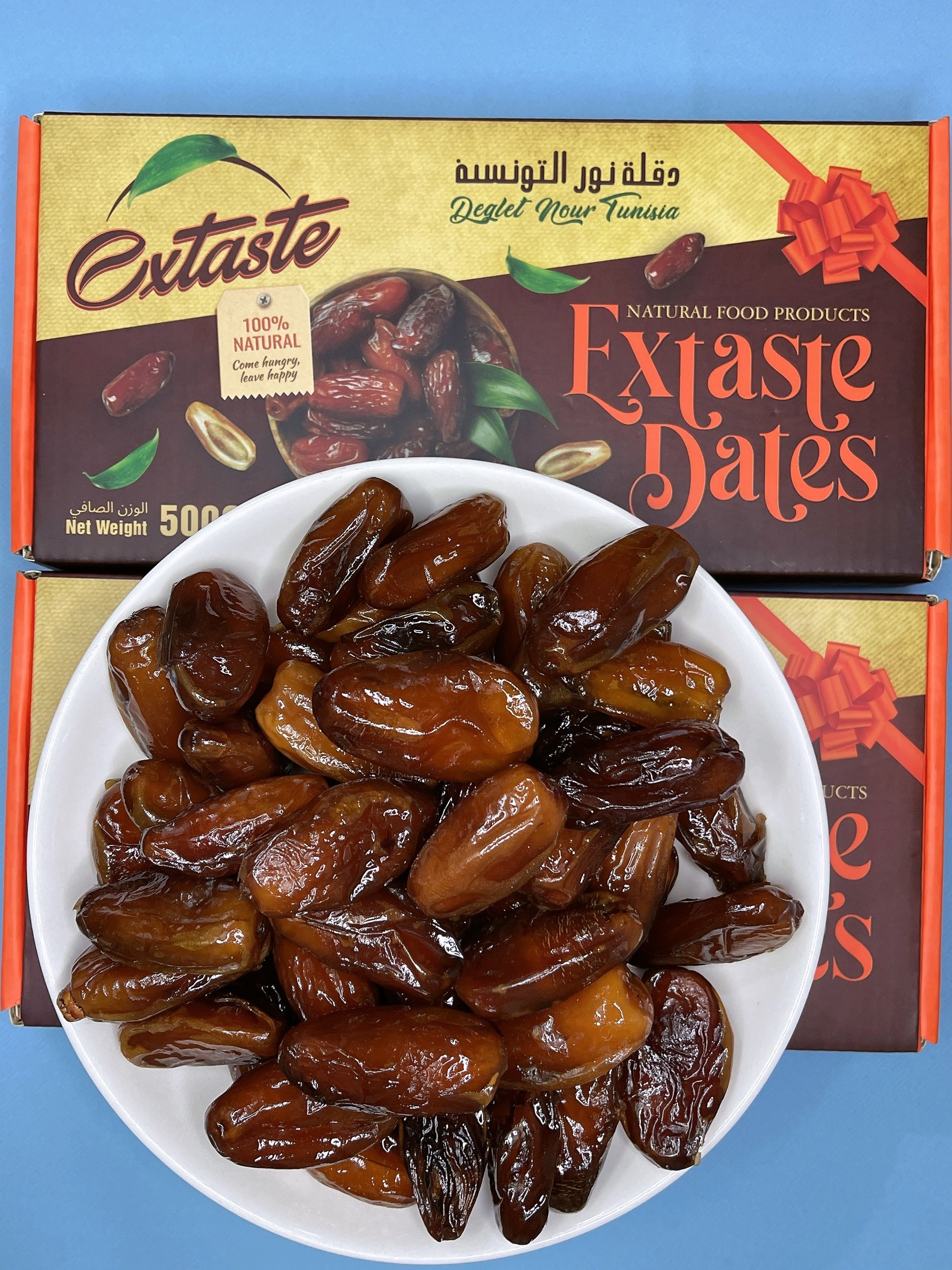 Chà là khô Extaste Dates Deglet Nour Tunisia chín tự nhiên, ngọt tự nhiên, mềm, dẻo mịn (500g/Hộp) - OZ Slim Store