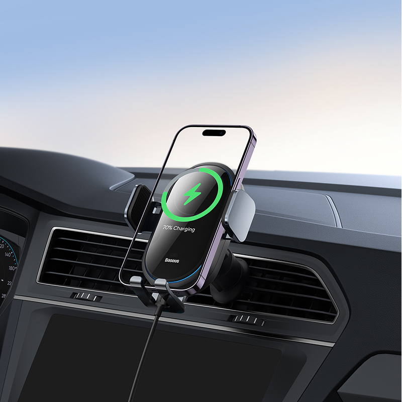 Đế Giữ Điện Thoại Kết Hợp Sạc Không Dây Baseus LightChaser Series Wireless Charging Electric Car Mount 15W (Hàng chính hãng)