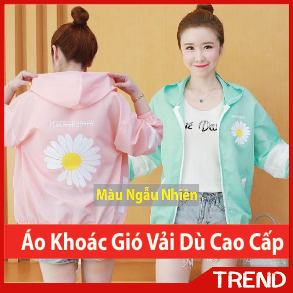 Áo Gió Nữ Vải Dù 2 Lớp Cao Cấp Hình Hoa Cúc Khóa Kéo - Túi Có Khóa - Mũ Rộng Nhiều Màu Nhiều Size