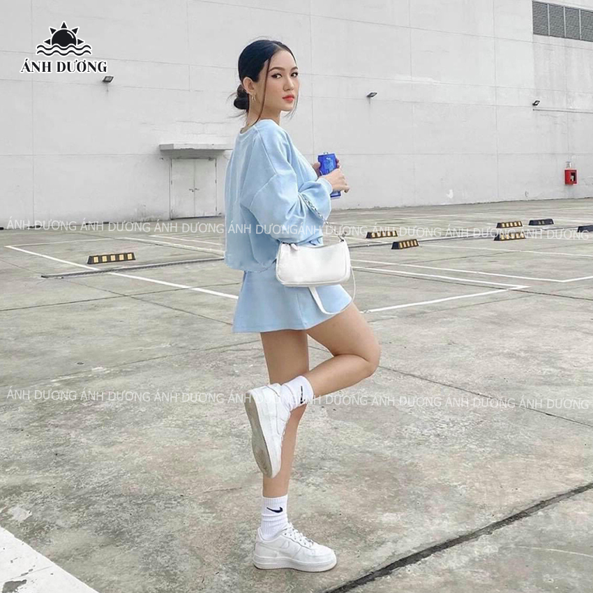 Set 3 món áo 2 dây, chân váy chữ A và áo khoác 3 màu vải umi