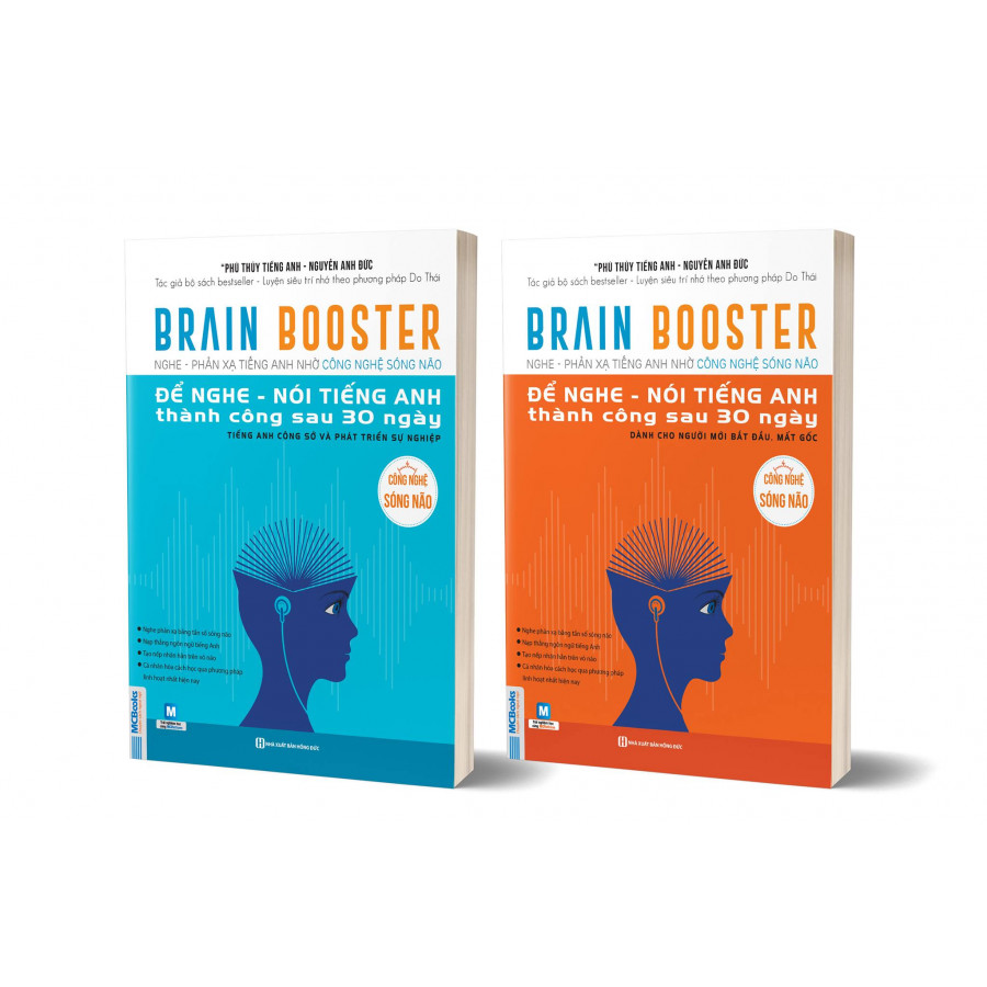 Combo sách Brain Booster - Nghe - Phản Xạ Tiếng Anh Nhờ Công Nghệ Sóng Não -  , tặng sổ tay và bút bi